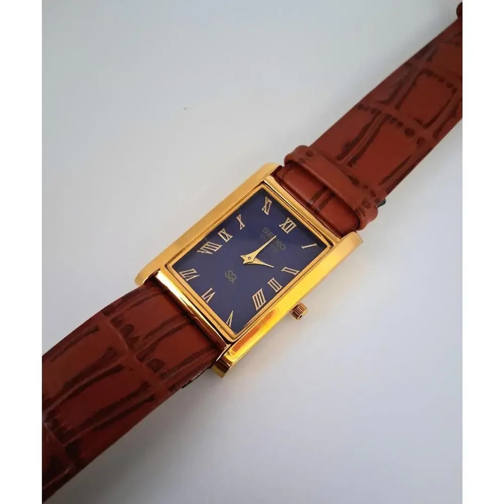 Men's Vintage Seiko Tank Leather Wrist Watch RARE
